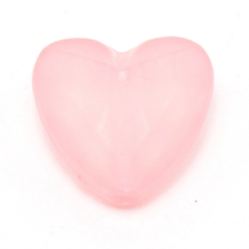 Opaque Acrylic Beads, Frosted, Heart, Pink, 12x12.5x7mm, Hole: 1.6mm