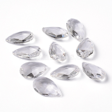 Faceted Teardrop Transparent Glass Pendants(X-EGLA-R085-03)-5