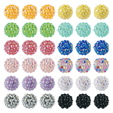 Mixed Color Round Resin+Rhinestone Beads