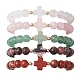 8mm Round & Cross Natural Mixed Gemstone Beaded Stretch Bracelets for Women(BJEW-JB10930)-1