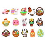 15Pcs 15 Styles Easter Theme Food Grade Eco-Friendly Silicone Beads, Mixed Color, Mixed Shapes, 25~31x16.5~30x7.5~9mm, Hole: 2~4mm, 1pc/style(SIL-CJ0002-71)