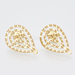 304 Stainless Steel Stud Earring Findings, with Loop, Teardrop, Golden, 22.5x14mm, Hole: 1mm, pin: 0.7mm.(X-STAS-S079-40A)