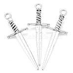 DIY Alloy Sword Weapon Big Pendant, Antique Silver, 58x18x5mm, Hole: 3mm(WH-WG75958-04)