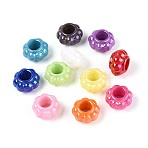 Pearlized UV Plating Opaque Acrylic European Beads, Large Hole Beads, Flower, Mixed Color, 13.5x8mm, Hole: 6mm(SACR-T017-63M)