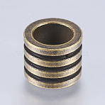 304 Stainless Steel Beads, Large Hole Beads, Column with Groove, Antique Bronze, 10x8mm, Hole: 6.5mm(STAS-I072-068AB)
