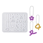 DIY Pendant Silicone Molds, Resin Casting Molds, for UV Resin, Epoxy Resin Craft Making, White, 105x135x4mm, Inner Diameter: 4.5~62x4.5~28mm(X1-DIY-G113-02A)
