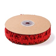 Christmas Loving Deer Felt Lace Trim, Polyester Reindeer Trim Embellishment, for Christmas Party Decoration, Red, 1 inch(25mm), about 10.94 Yards(10m)/Roll(OCOR-D013-02A)