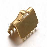 Ion Plating(IP) 304 Stainless Steel Ribbon Crimp Ends, Golden, 7.5x8mm, Hole: 2x1.5mm(STAS-F075-03)