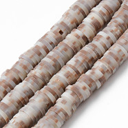 Handmade Polymer Clay Beads Strands, for DIY Jewelry Crafts Supplies, Heishi Beads, Disc/Flat Round, Camel, 6x0.5~1mm, Hole: 1.8mm, about 320~447pcs/strand, 15.75 inch~16.14 inch(40~41cm)(CLAY-N008-010M)