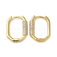 Oval Brass Hoop Earrings with Clear Cubic Zirconia, Real 16K Gold Plated, 20.5x3.5x16mm(EJEW-Q791-05G)