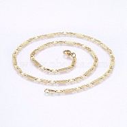 304 Stainless Steel Mariner Link Chains Necklaces, Golden, 19.68 inch(50cm), 3.5mm(NJEW-P223-08G)