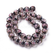 Handmade Gold Sand Lampwork  Beads Strands, Round, Black, 11~12mm, Hole: 1mm, about 33pcs/strand, 14.5 inch(37cm)(LAMP-F014-A03)