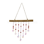 Quartz Crystal & Wood Pendant Decorations, with Iron Findings, Heart, Clear AB, 510mm, Pendants: 295x325mm.(HJEW-M007-04P)