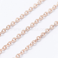Brass Cable Chains, Soldered, Long-Lasting Plated, Flat Oval, Lead Free & Nickel Free & Cadmium Free, Rose Gold, 1.5mm(CHC-K004-02RG)