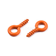 Spray Painted Iron Screw Eye Pin Peg Bails, For Half Drilled Beads, Cadmium Free & Nickel Free & Lead Free, Dark Orange, 10x5x1mm, Hole: 2.5mm, Pin: 1.5mm(IFIN-N010-002B-12)