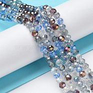 Glass Beads Strands, Faceted, Rondelle, Aqua, 4~4.5x3.5mm, Hole: 1mm, about 113~115pcs/strand, 41~42cm(EGLA-A034-M4mm-03)