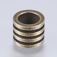 304 Stainless Steel Beads, Large Hole Beads, Column with Groove, Antique Bronze, 10x10x8mm, Hole: 6.5mm(STAS-I072-068AB)