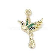 Alloy Enamel Connectors Charms, Cadmium Free & Nickel Free & Lead Free, Bird Link, Golden, Rack Plating, Green, 22.5x14x3mm, Hole: 1.5mm(PALLOY-R151-32G)