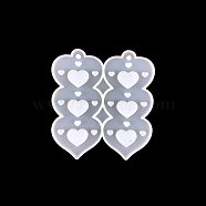 DIY Triple Pendant Silicone Molds, Resin Casting Molds, for UV Resin, Epoxy Resin Jewelry Makings, Heart, 70x52x4mm(PW-WG67406-03)