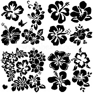 4Pcs 4 Styles PET Waterproof Self-adhesive Car Stickers, Reflective Decals for Car, Motorcycle Decoration, Mixed Color, Hibiscus Syriacus, 200x200mm, 1pc/style(DIY-WH0308-225A-025)