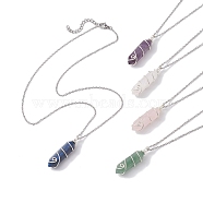 304 Stainless Steel Cable Necklaces, Natural Gemstone Pendant Necklaces, Stainless Steel Color, 12.01 inch(30.5cm)(NJEW-JN04867-02)