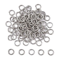 304 Stainless Steel Open Jump Rings, Stainless Steel Color, 18 Gauge, 6x1mm, Inner Diameter: 4mm, about 105pcs/10g(X-STAS-Q186-02-6x1mm)