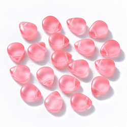 Baking Painted Glass Beads, Top Drilled Beads, Imitation Jade, Teardrop, Hot Pink, 12.5x10.5x5.5mm, Hole: 0.9mm(DGLA-T002-07E)