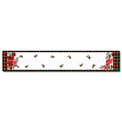 Cotton and Linen Table Runner for Dining Table, Rectangle, White, Flower Pattern, 300x1800mm(DJEW-WH0014-004)