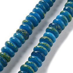 Handmade Lampwork Beads, Rondelle, Dodger Blue, 14.5~15x6.5~7.5mm, Hole: 3.6mm, about 93pcs/strand, 25''(63.5cm)(LAMP-Z008-12B)