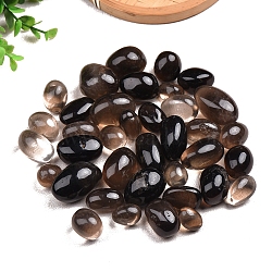 Natural Smoky Quartz Oval Palm Stone Reiki Polished Healing Pocket Worry Stone, for Anxiety Stress Relief Therapy, 20~40mm, about 100g/set(PW-WGB8A83-01)