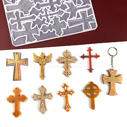 DIY Cross Pendants Silicone Molds, Resin Casting Molds, For UV Resin, Epoxy Resin Jewelry Making, Halloween Theme, White, 225x159x6mm, Hole: 2mm, Inner Diameter: 70~73x43~53mm(DIY-D060-05)