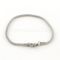 304 Stainless Steel European Style Bracelets for Jewelry Making, Stainless Steel Color, 190x3mm(PPJ-R002-01)
