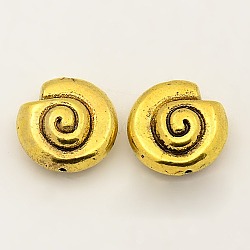 Tibetan Style Alloy Beads, Lead Free and Cadmium Free, Snail, Antique Golden, 14x7mm, Hole: 1mm(K095H031)