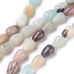 Natural Flower Amazonite Beads Strands, teardrop, 11~12x8~9mm, Hole: 1.2mm, about 32pcs/strand, 15.07 inch~15.15 inch(38.3~38.5cm)(G-I222-04)