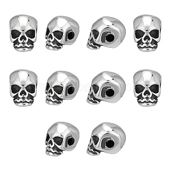 10Pcs 304 Stainless Steel Beads, Skull, Antique Silver, 11x8x10mm, Hole: 2.5mm(STAS-UN0043-57)