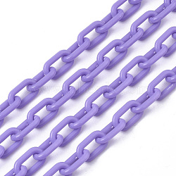 Opaque Acrylic Cable Chains, Oval, Medium Purple, 13x8x2mm, 19.68 inch(50cm)/strand(SACR-N010-002E)