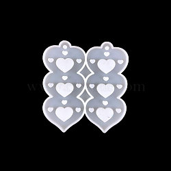 DIY Triple Pendant Silicone Molds, Resin Casting Molds, for UV Resin, Epoxy Resin Jewelry Makings, Heart, 70x52x4mm(PW-WG67406-03)