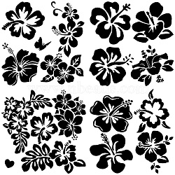 4Pcs 4 Styles PET Waterproof Self-adhesive Car Stickers, Reflective Decals for Car, Motorcycle Decoration, Mixed Color, Hibiscus Syriacus, 200x200mm, 1pc/style(DIY-WH0308-225A-025)