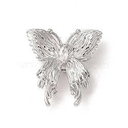 Brass Micro Pave Clear Cubic Zirconia Beads, Butterfly, Real Platinum Plated, 23x22x9mm, Hole: 1.2mm(KK-L208-69P)