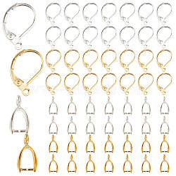 DIY Jewelry Making Finding Kit, Including Brass Leverabck Earring Findings, with Horizontal Loops, Ice Pick pinch Bails, Mixed Color, 56Pcs/box(KK-CN0001-86)