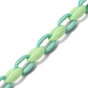 Handmade Opaque Acrylic Cable Chains, for Handbag Chains Making, Two Tone, Medium Aquamarine, 16x11x6.5mm, 39.37 inch(1m)/strand