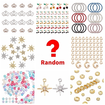 Lucky Bag, Random Style Alloy Rhinestone Beads Charms Pendants Kits, Random Color