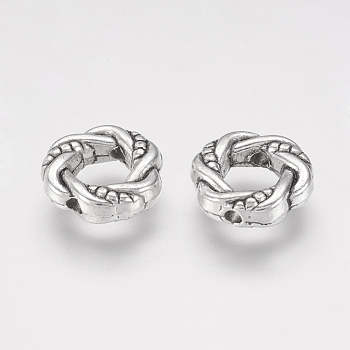 Tibetan Style Alloy Bead Frames, Cadmium Free & Nickel Free & Lead Free, Ring, Antique Silver, 11x3.5mm, Hole: 1mm