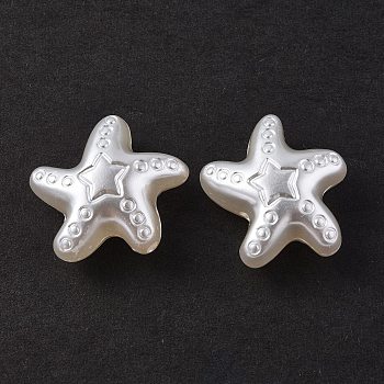 ABS Plastic Imitation Pearl Beads, Starfish, Old Lace, 20.5x22x11mm, Hole: 1.5mm, about 228pcs/500g
