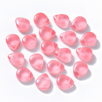 Baking Painted Glass Beads, Top Drilled Beads, Imitation Jade, Teardrop, Hot Pink, 12.5x10.5x5.5mm, Hole: 0.9mm