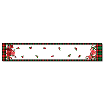 Cotton and Linen Table Runner for Dining Table, Rectangle, White, Flower Pattern, 300x1800mm