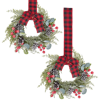 Plastic & Cloth Christmas Wreath, for Christmas Party Decoration, Dark Sea Green, 465mm