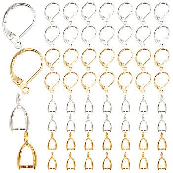 DIY Jewelry Making Finding Kit, Including Brass Leverabck Earring Findings, with Horizontal Loops, Ice Pick pinch Bails, Mixed Color, 56Pcs/box