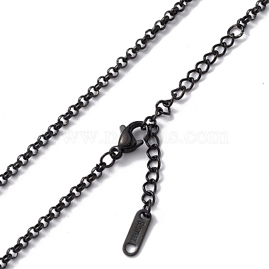 304 Stainless Steel Rolo Chain Necklace for Men Women(NJEW-K245-022C)-2