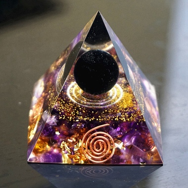 Resin Orgonite Pyramids with Ball(PW-WG29079-01)-3